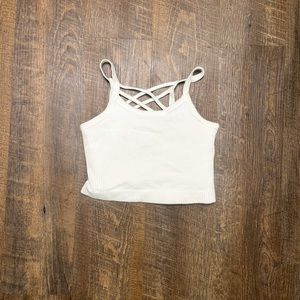 White Cross Back Tank Top